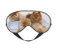 Süße doppelseitige weiche Verdunkelungs-Augenmaske mit Zwergspitz, Schlafmaske, Nachtschlaf-Augenmaske