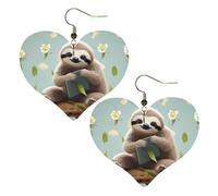 Süße Faultier-Leder-Ohrringe für Frauen, Herz-Ohrringe, leicht, baumelnde Ohrringe, Schmuck-Geschenke, One Size, Kein Edelstein