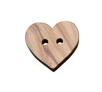 süße Holz Knöpfe 2 Loch Holzknöpfe in Herz Form aus echtem Oliven Holz und teilweise sichtbarer Maserung (10 Stück) (23mm)
