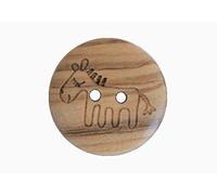 süße Holz Knöpfe 2 Loch Holzknöpfe mit Pferd Motiv aus echtem Oliven Holz und teilweise sichtbarer Maserung (10 Stück) (30mm)