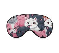 Süße Kätzchen Schlafmaske Weiche Bequeme Augenmaske mit verstellbarem Gürtel Augenbedeckung Lidschatten für Männer Frauen Arbeit Reisen