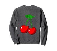 Süße Kirsche Cherry Sommer Obst Frucht Kirschen Sweatshirt, Unisex für Erwachsene, Anthrazit Meliert, XL