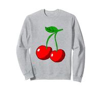 Süße Kirsche Cherry Sommer Obst Frucht Kirschen Sweatshirt, Unisex für Erwachsene, Grau Meliert, XL