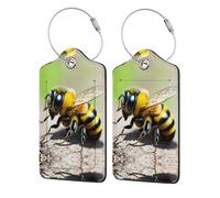 Süße kleine Biene, Reiseetiketten aus PU-Leder, zum Konfigurieren von Handtaschen, Gepäckanhänger, 2 Stück