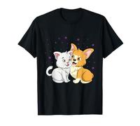 Süße kleine Katze Kätzchen und Corgi Hund Mädchen T-Shirt