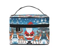 Süße Kosmetiktasche für Damen, Weihnachtsmotiv, 22,9 x 16,5 x 15,7 cm, tragbare Kosmetiktasche mit großem Fassungsvermögen, große Kosmetiktasche, Aufbewahrungstasche für Mädchen, Schwarz