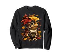 Süße Kröte mit Herbstblättern Regenschirm Herbst ästhetische Grafik Sweatshirt