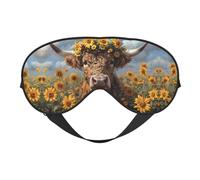Süße Kuh-Sonnenblumenkrone, Schlafmasken, Augenmasken für Schlaf, doppelseitig, Schlafmasken für Damen und Herren, Verdunkelungs-Augenabdeckungen zum Schlafen, Reisen