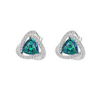 Süße Ohrringe Damen Grün, Ohrstecker Silber 925 Grüne Dreiecksform Erstellt Opal Ohrringe 10x10mm Mutter Tochter Geschenk