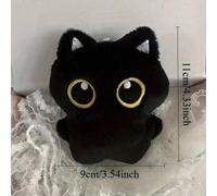Süße Schwarze Katze Plüsch Puppe Schlüsselanhänger, super niedliches kleines Katzen Kuscheltier Anhänger, zufälliger Perlenkette, bestes Geschenk für