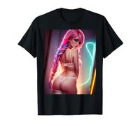 Süße sexy Anime Manga Waifu weibliche rosa Dessous Portrait T-Shirt