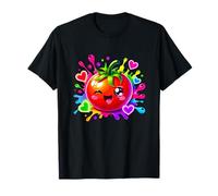 Süße Tomate Kawaii Cartoon Happy Veggie Hearts Splash T-Shirt