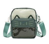 Süße Umhängetasche Kawaii Ita Tasche mit Einsatz und Zubehör 4 Pins Kleine Katze Geldbörse für Handy, Grün , Small