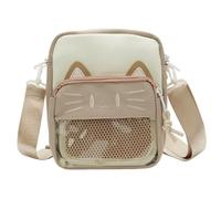 Süße Umhängetasche Kawaii Ita Tasche mit Einsatz und Zubehör 4 Pins Kleine Katze Geldbörse für Handy, Khaki, Small