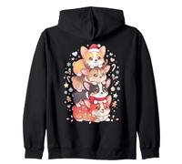 Süße Weihnachtsmannmütze Corgi Kawaii Urlaub Hunde Lichter Kapuzenjacke