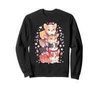 Süße Weihnachtsmannmütze Corgi Kawaii Urlaub Hunde Lichter Sweatshirt