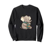 Süßer Baby Elefant mit Rucksack Wandern Schule Motiv Sweatshirt