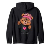Süßer Bär, Hipster-Cartoon, lustige Tiergrafik, verspielt, scharf Kapuzenjacke