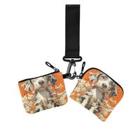 Süßer Beagle-Hund, weiße Notenblätter, Orange, Damen-Geldbörse, Kartenetui, klein, abnehmbar, mit Handgelenkschlaufe, 2 Stück, Niedlicher Beagle-Hund, Notenblätter, Orange, 1 size, Casual