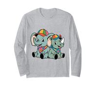 Süßer Elefant und Nashorn Freunde - Lustiges Tiermotiv Langarmshirt