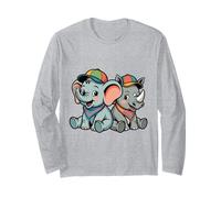 Süßer Elefant und Nashorn Freunde - Lustiges Tiermotiv Langarmshirt