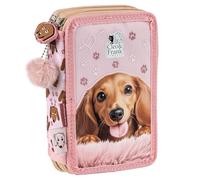Süßer Hunde Federtasche gefüllt 2 Fach Federmäppchen Stifte Etui Federmappe