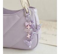 Süßer lila Cartoon-Katzen-Handyanhänger, Geisterflügel-Schlüsselanhänger, Kawaii-Taschenanhänger, Kartenhalter-Anhänger, Geldbörsen-Accessoire