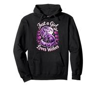 Süßer lila Wolf Just A Girl Who Loves Wolves Moon Phasen Pullover Hoodie