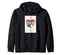 Süßer Papageitaucher im Retro Herz - Kawaii Puffin Cartoon Kapuzenjacke