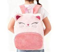 Süßer Plüsch Cartoon Stickerei Rucksack, mit Katzeohr Design, großes Fassungsvermögen, Fronttasche, Reißverschluss-Griff, verstellbarer Schultergurt.