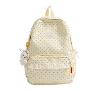 Süßer Rucksack für Mädchen, gepunktet, geräumig, lässig, Schultasche, mehrere Taschen, leicht, adretter Rucksack für Mädchenausflüge, gelb, 420.00x270.00x130.00mm, Casual
