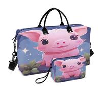 Süßer Schweine-Cartoon Sporttasche Handtasche mit Make-up Aufbewahrungstasche Badetasche für Reisen Mädchen Männer