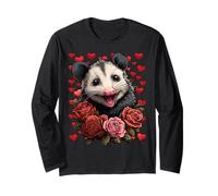 Süßes Opossum mit roten Rosen Herzen Valentinstag Opossum Langarmshirt