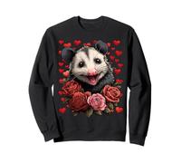 Süßes Opossum mit roten Rosen Herzen Valentinstag Opossum Sweatshirt
