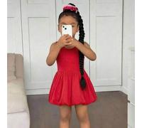 Süßes Sommerkleid für Kleine Mädchen in Rosa, Strick-Patchwork mit Cut-Out-Muster, ärmellos. Passende Outfits für Mutter und Tochter (2 Sets separat e