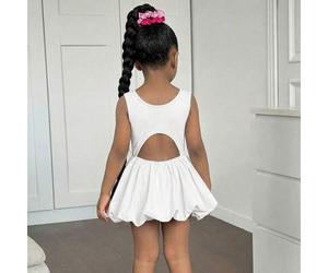 Süßes Sommerkleid für Kleine Mädchen in Rosa, Strick-Patchwork mit Cut-Out-Muster, ärmellos. Passende Outfits für Mutter und Tochter (2 Sets separat e