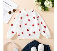 Süßes und gemütliches Sweatshirt mit Digital Muster und buntem Herzmuster für Kleine Mädchen, langärmelig, lässig für den Herbst