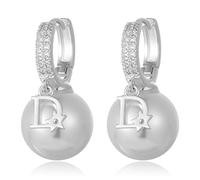 Süßwasserperlen Ohrringe Echt 925 Silber Perlenohrringe,Perlenohrringe Silber 925 Hängend Perlen Ohrringe Damen Perlen Ohrhänger Silber Hängende Perlenohrringe Creolen mit10mm Ohrringe Perle mit D