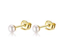 Süßwasserperlen Ohrringe - Mini 3mm & 4mm Echte Weiß Süßwasser-Zuchtperlen Ohrstecker 925 Sterling Silber Perlenohrringe für Mädchen