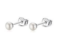 Süßwasserperlen Ohrstecker - Mini 4mm & 5mm Echte Weiß Süßwasser-Zuchtperlen - 925 Sterling Silber - Perlenohrstecker für Mädchen