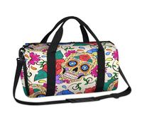 Sugar Skulls Sporttasche mit Totenköpfen und Totenköpfen, Wochenende, Übernachtung, lässige Tragetasche, Reisetasche, Reisetasche, Reisetasche, für Kinder, Mädchen, Jungen, Damen, Herren