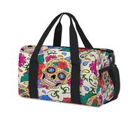 Sugar Skulls Sporttasche mit Totenköpfen und Totenköpfen, Wochenende, Übernachtungstasche, Reisetasche, für Kinder, Mädchen, Jungen, Damen, Herren