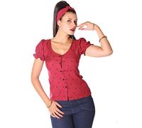 SugarShock Damen Bluse Mary-Kate Polka Dots, Größe:XL, Farbe:burgund