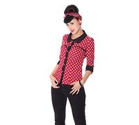 SugarShock Damen Bubikragen Bluse Raquel Dots, Größe:XL (42-44), Farbe:weinrot