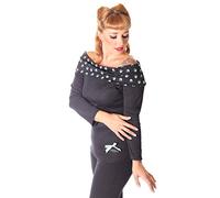 SugarShock Damen Carmen Longsleeve Abagabee Swallow, Größe:XL, Farbe:Schwarz