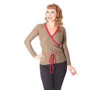 SugarShock Damen Strick Pullover Nika in Wickeloptik, Größe:M/L (40-42), Farbe:Oliv dunkelrot