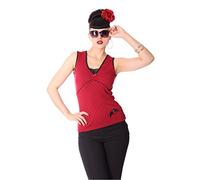 SugarShock Minai Polka Dots retro Damen Top, Größe:XL, Farbe:burgund
