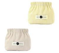 Sugeru Elastischer Cord-Haargummi Kosmetiktasche-2pcs Set | Tragbare Kosmetiktasche Damen,kleine Multifunktions-Aufbewahrungstasche | Makeup Bag für Cosmetic,Schmuck,Hautpflegeprodukte (Weiß+Grün)