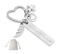 Sugeru Herz Schlüsselanhänger - Gravierte Schriftart | schutzenge l schlüsselanhänger auto personalisiert | geschenke Führerschein Geburtstag Frauen Freundin Mama Tochter (Silber-Ich denk an dich!)