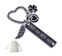 Sugeru Herz Schlüsselanhänger | Pass auf dich auf! | Schutzenge l Schlüsselanhänger auto Personalisiert | Geschenke für Führerschein Geburtstag Weihnachten Frauen Freundin Mama Tochter